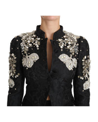 Dolce & Gabbana Embellished Silk Blend Jacket Women Black Jackets & Coats