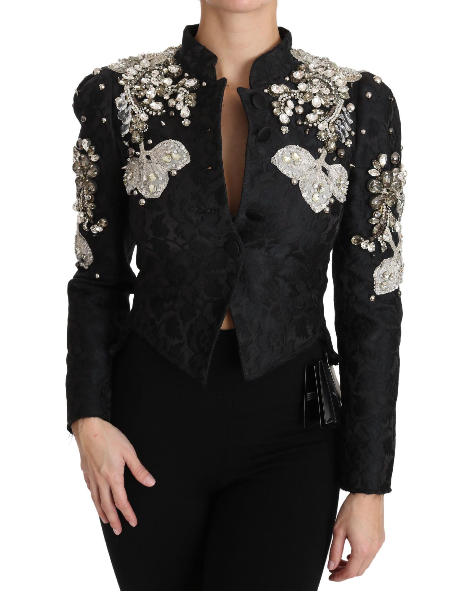 Dolce & Gabbana Embellished Silk Blend Jacket Women Black Jackets & Coats