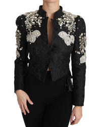 Dolce & Gabbana Embellished Silk Blend Jacket Women Black Jackets & Coats