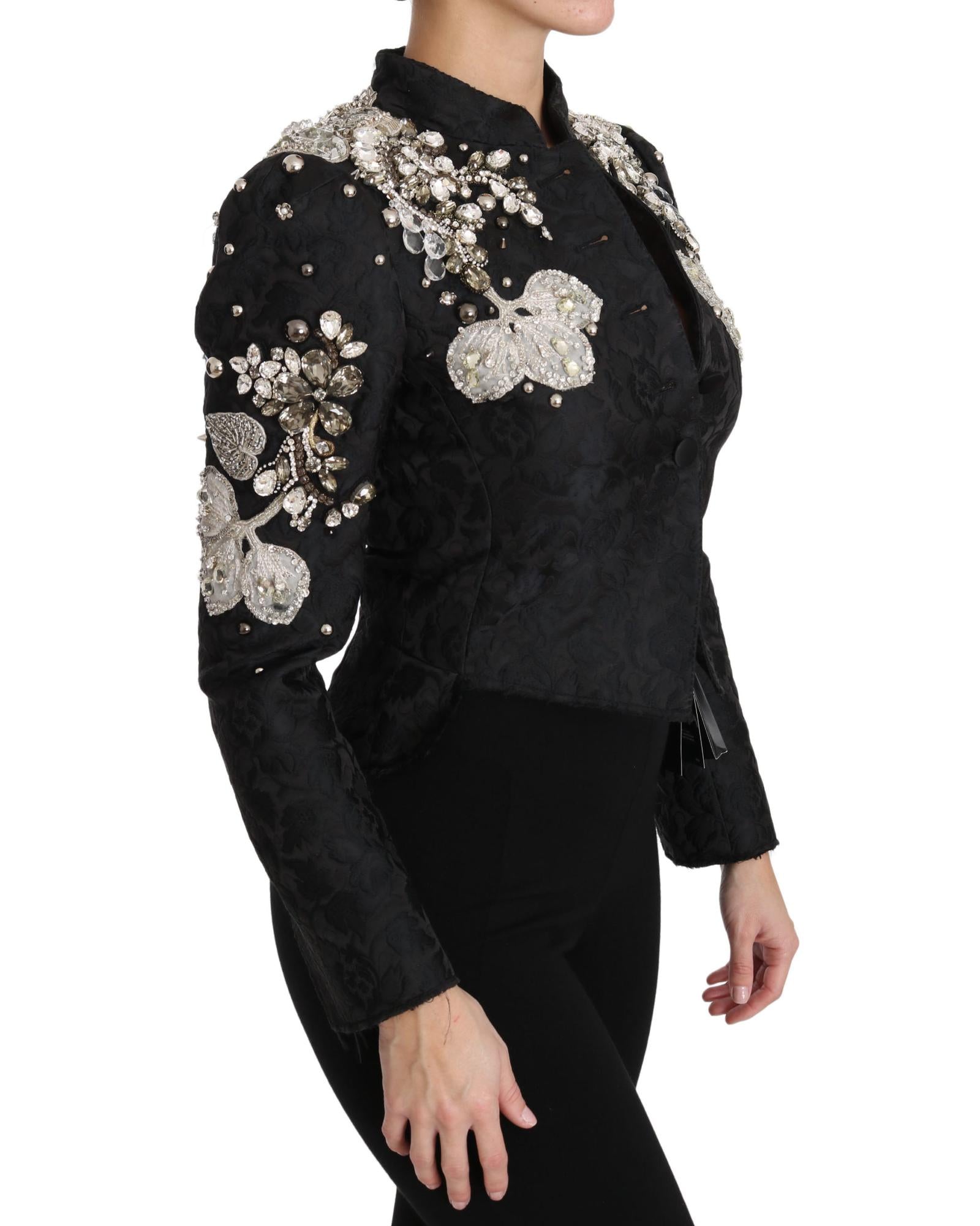 Dolce & Gabbana Embellished Silk Blend Jacket Women Black Jackets & Coats