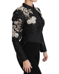 Dolce & Gabbana Embellished Silk Blend Jacket Women Black Jackets & Coats
