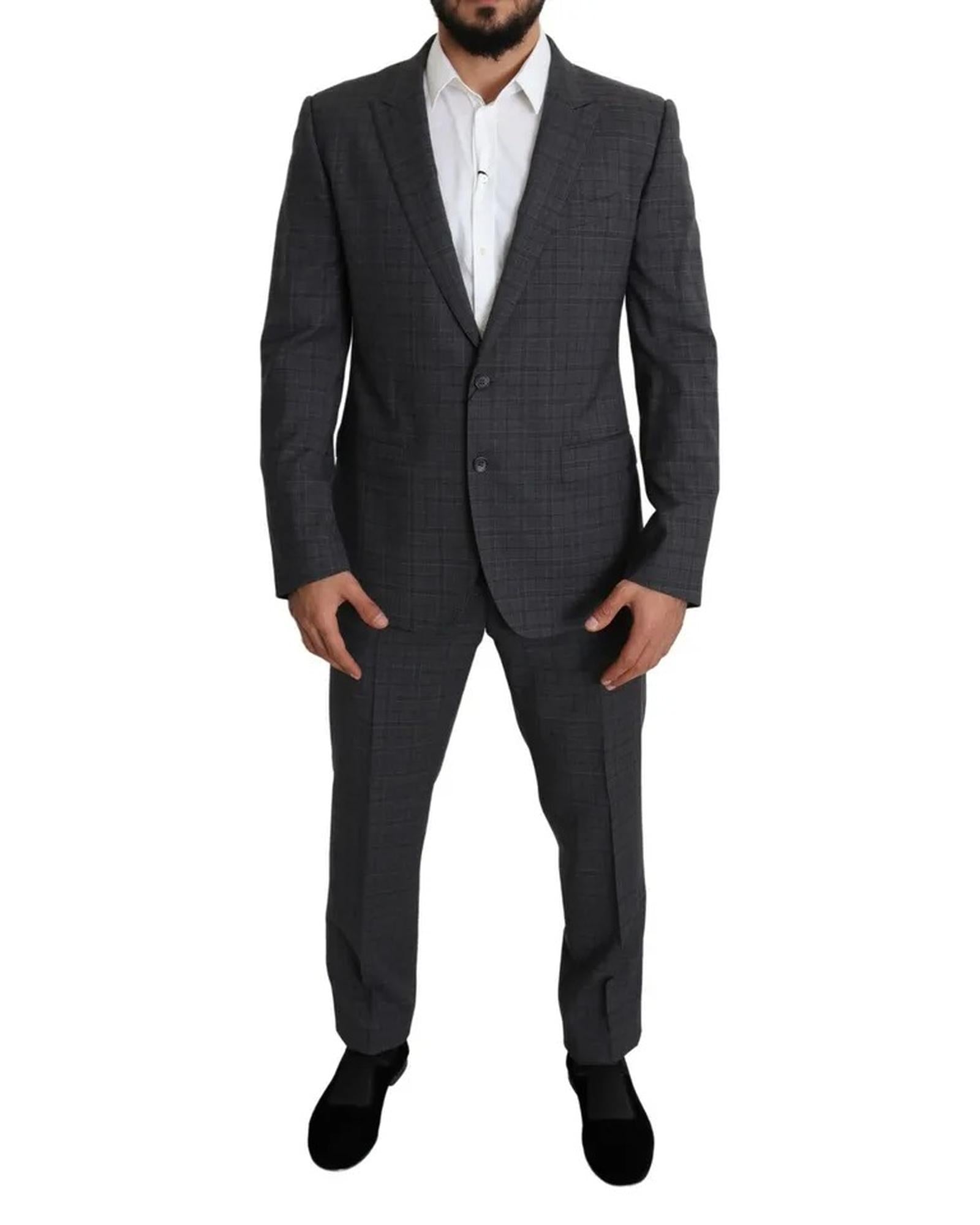 Dolce & Gabbana Checked Suit Classic Fit Men Gray Suits & Blazers 42r Gray