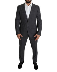 Dolce & Gabbana Checked Suit Classic Fit Men Gray Suits & Blazers