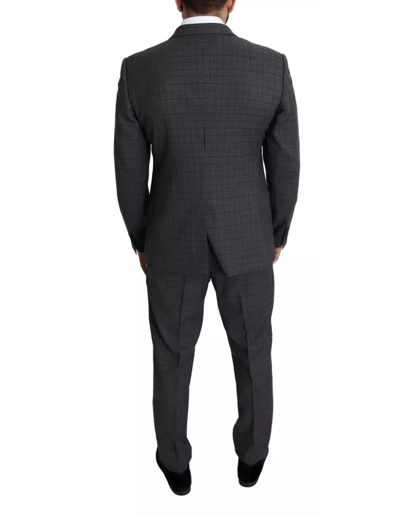 Dolce & Gabbana Checked Suit Classic Fit Men Gray Suits & Blazers