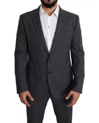 Dolce & Gabbana Checked Suit Classic Fit Men Gray Suits & Blazers