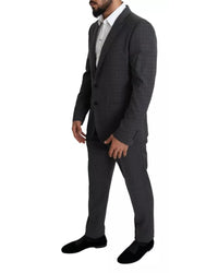 Dolce & Gabbana Checked Suit Classic Fit Men Gray Suits & Blazers