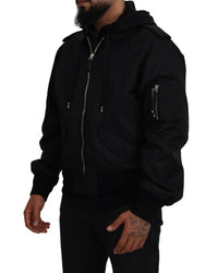 Dolce & Gabbana Hooded Bomber Jacket for Men - Black