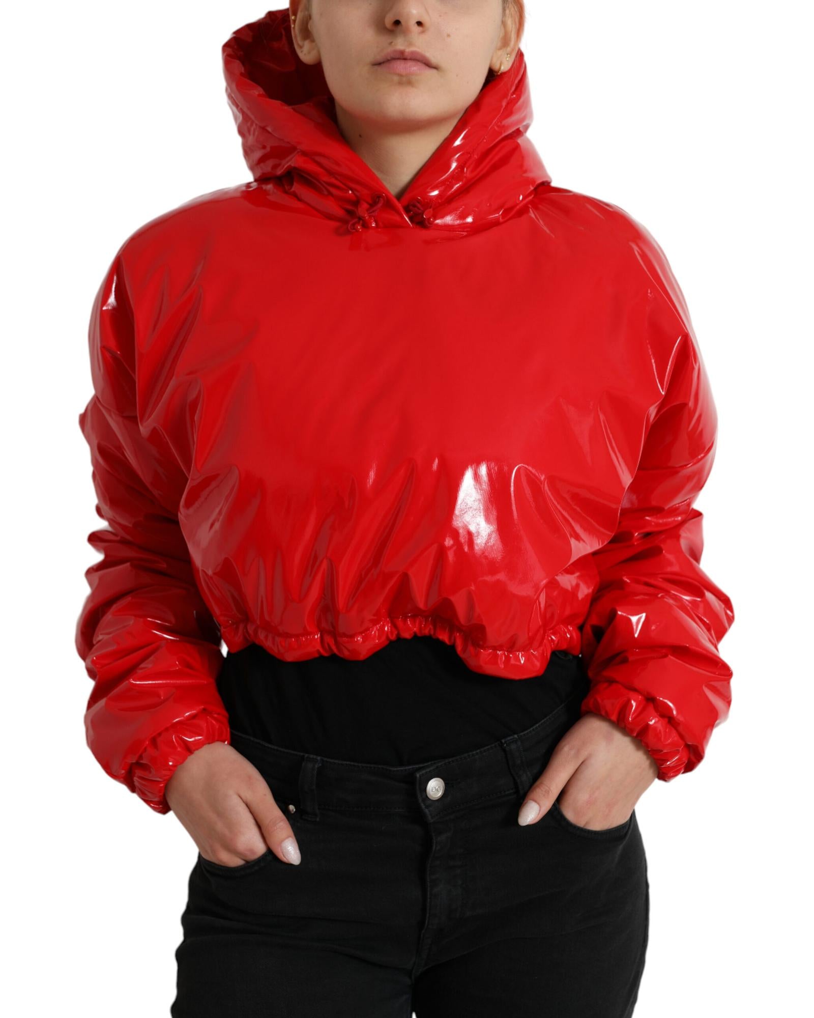 Dolce & Gabbana Hooded Cropped Short Coat Jacket 6 Red