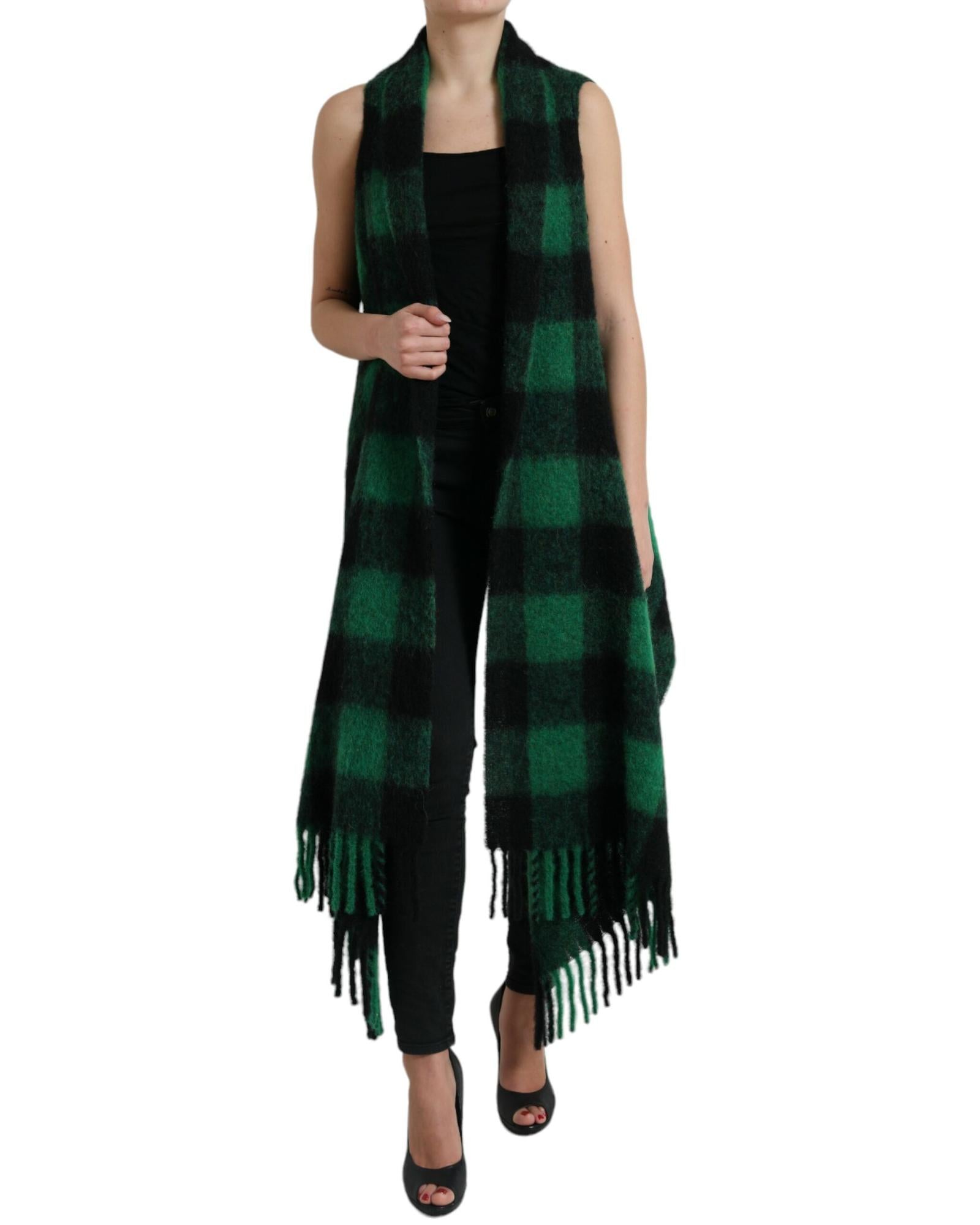 Dolce & Gabbana Green and Black Check Cardigan 40 Black and Green