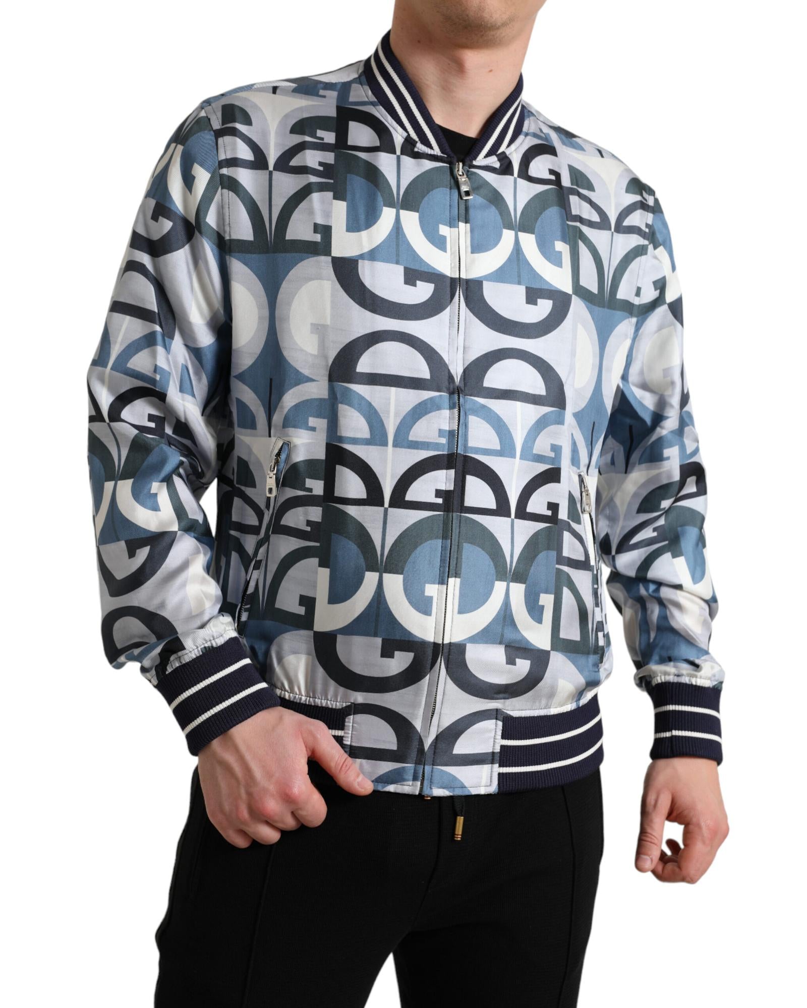 Dolce & Gabbana Men's DG Logo Bomber Jacket - Blue