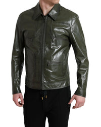 Dolce & Gabbana Leather Collared Biker Jacket