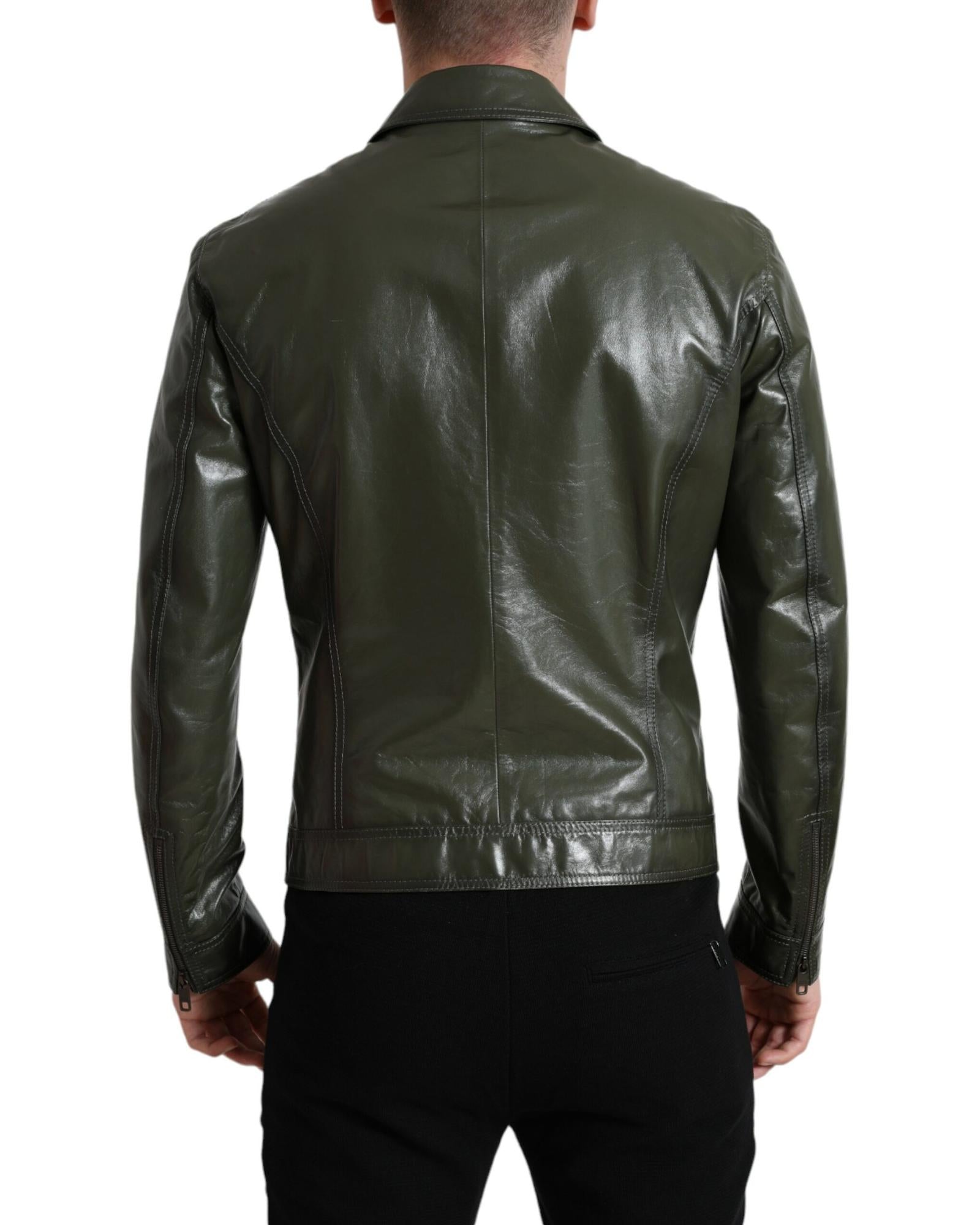 Dolce & Gabbana Leather Collared Biker Jacket