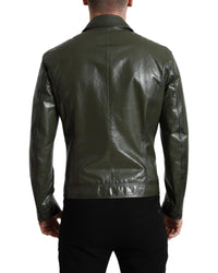 Dolce & Gabbana Leather Collared Biker Jacket