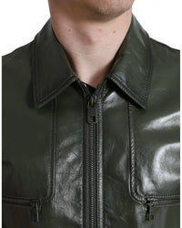 Dolce & Gabbana Leather Collared Biker Jacket