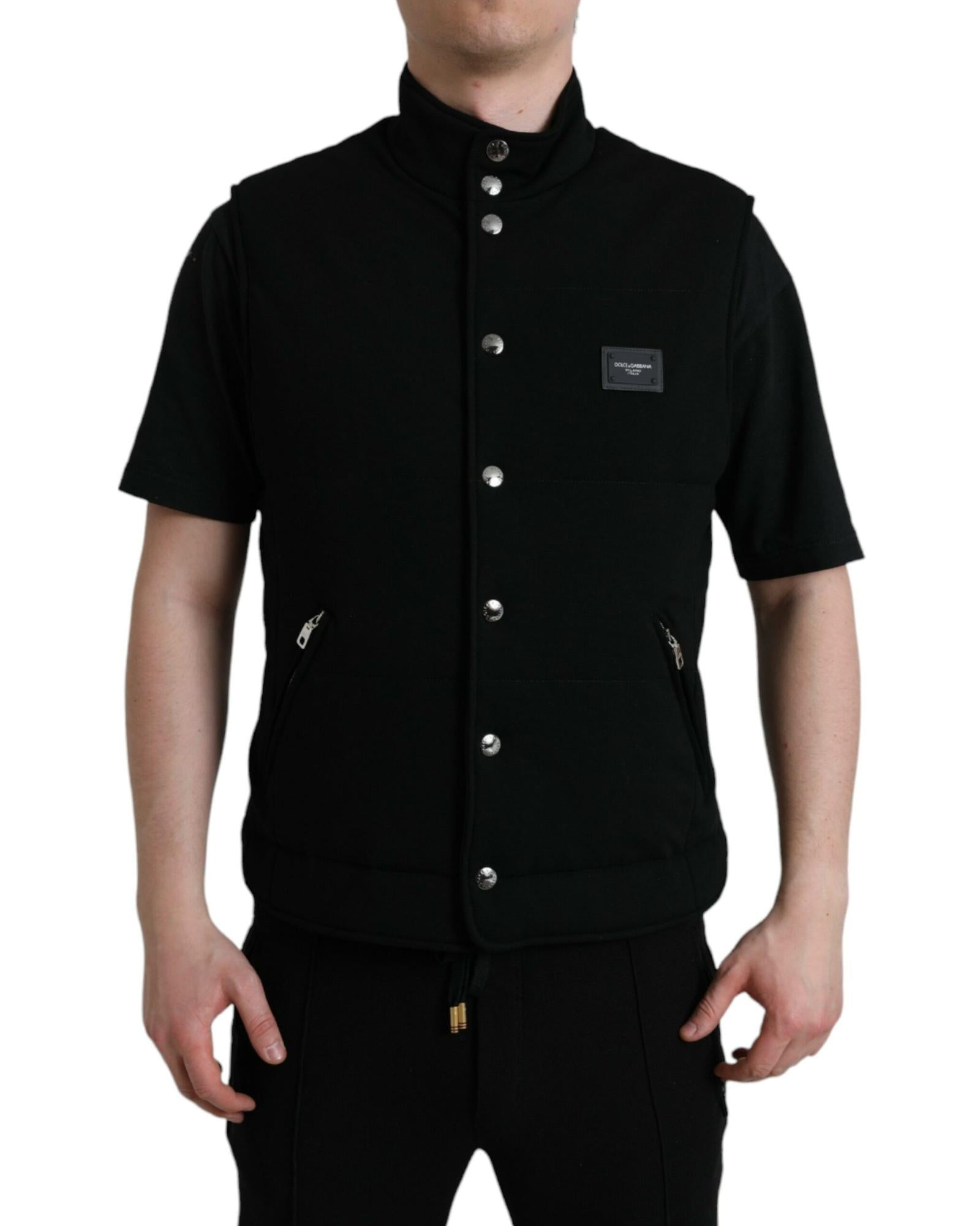 Dolce & Gabbana Men's Quilted Snap-Button Vest - Black Regular XXXL Black
