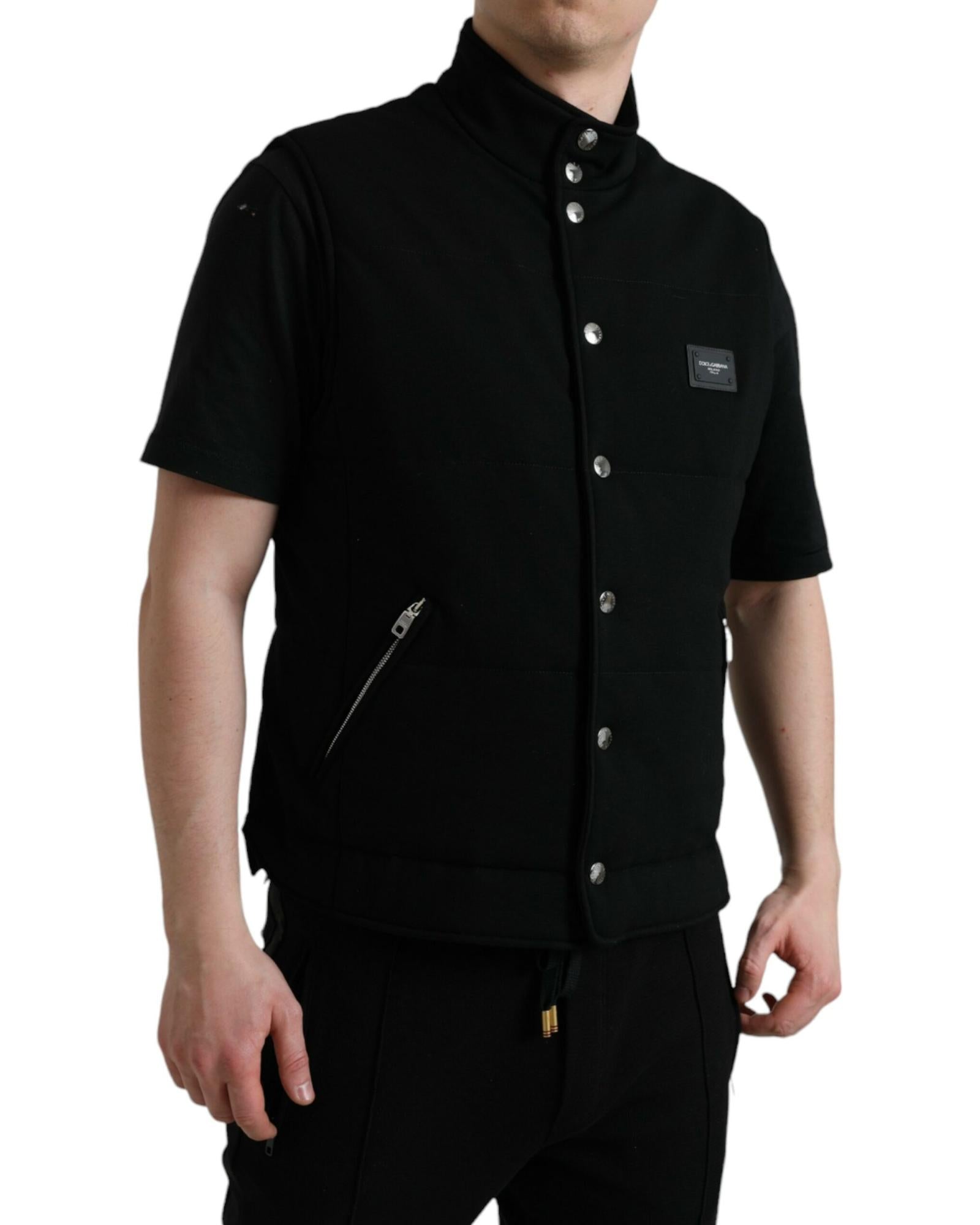 Dolce & Gabbana Men's Quilted Snap-Button Vest - Black