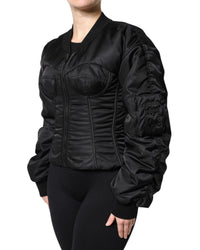 Dolce & Gabbana Corset Bomber Jacket Women Black Coats