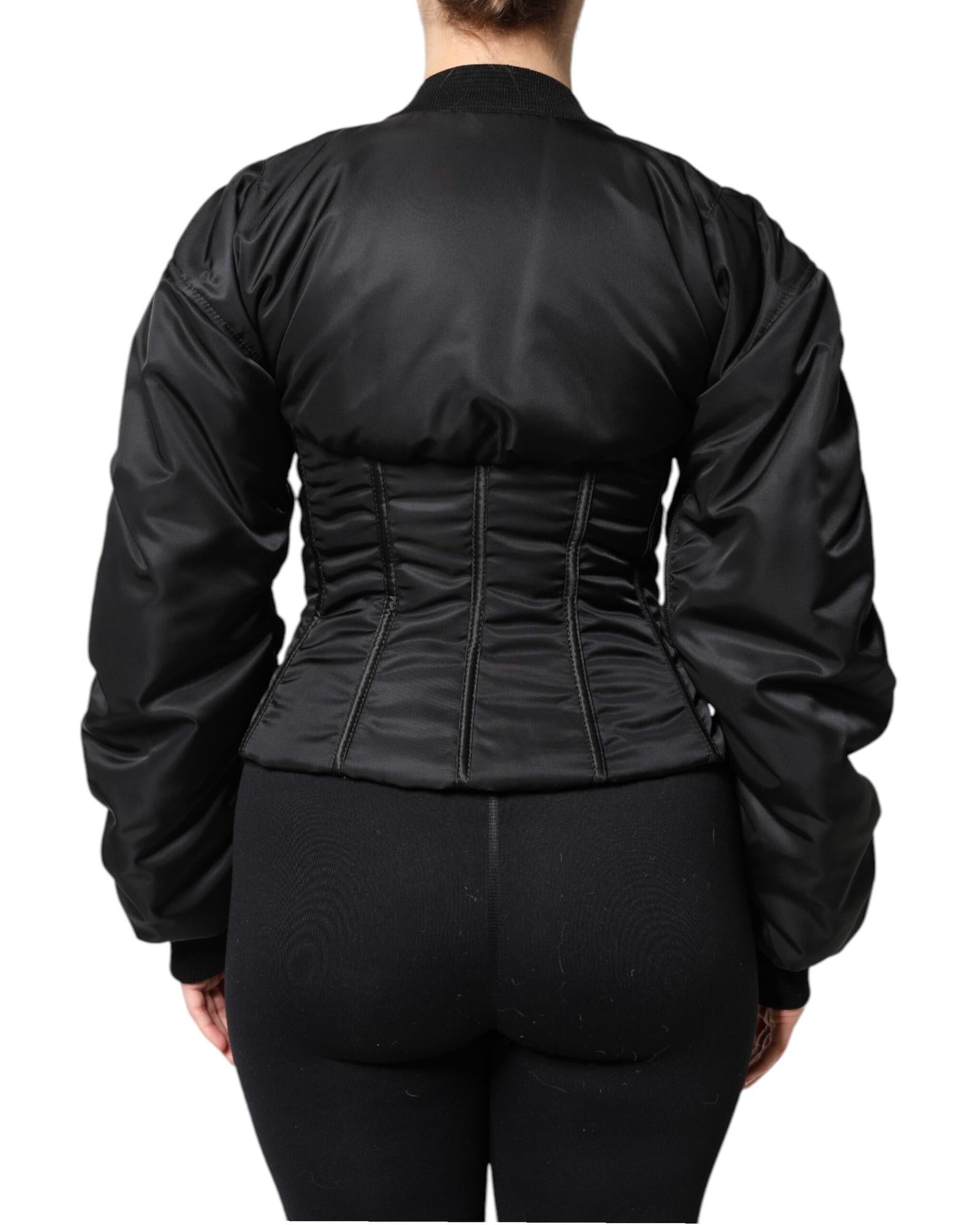 Dolce & Gabbana Corset Bomber Jacket Women Black Coats