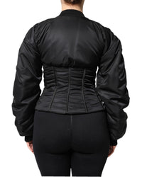 Dolce & Gabbana Corset Bomber Jacket Women Black Coats