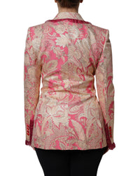 Dolce & Gabbana Brocade DoubleBreasted Blazer Women Gold And Pink Coats