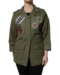 Dolce & Gabbana Embellished Military Jacket Women Green Coats