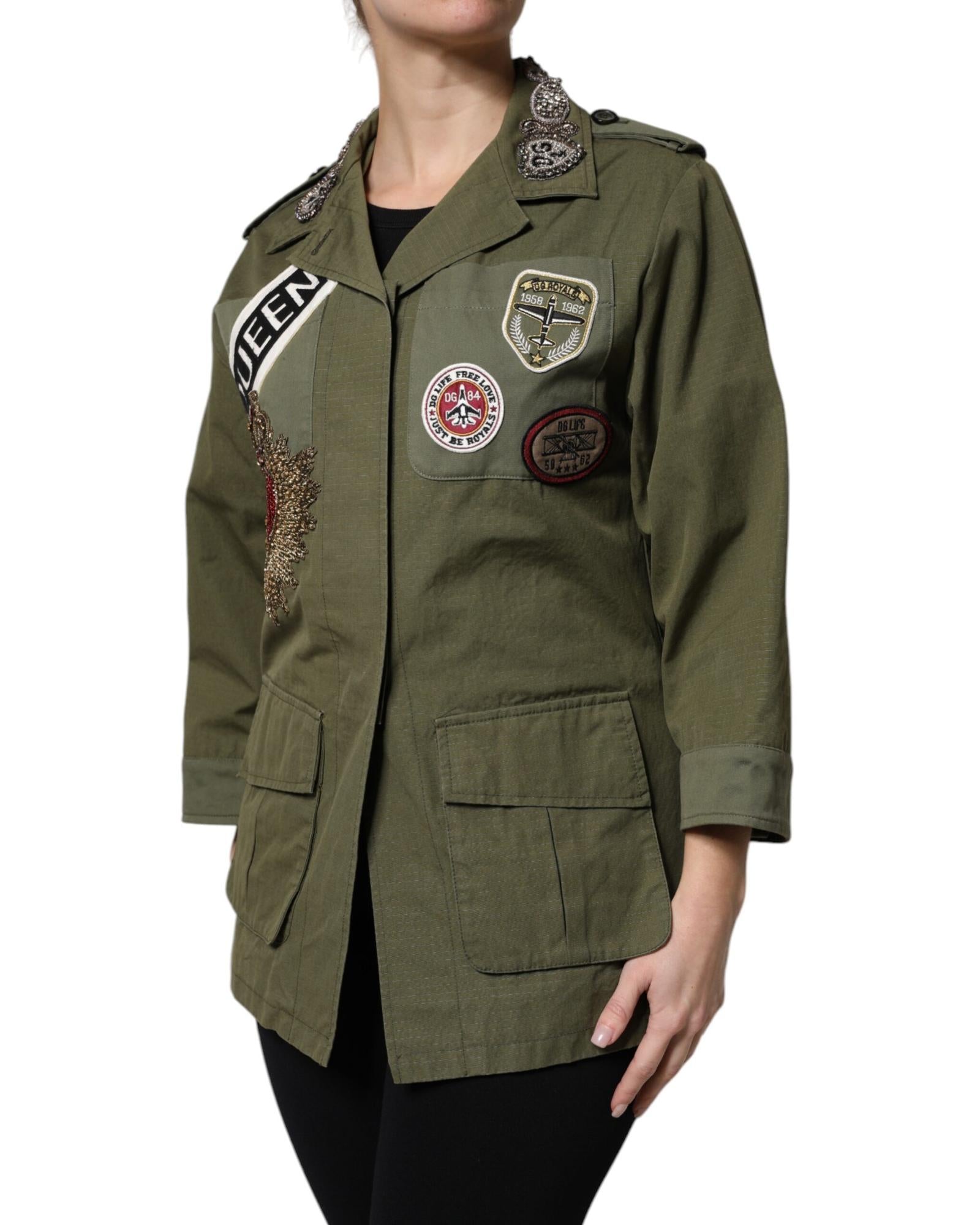 Dolce & Gabbana Embellished Military Jacket Women Green Coats