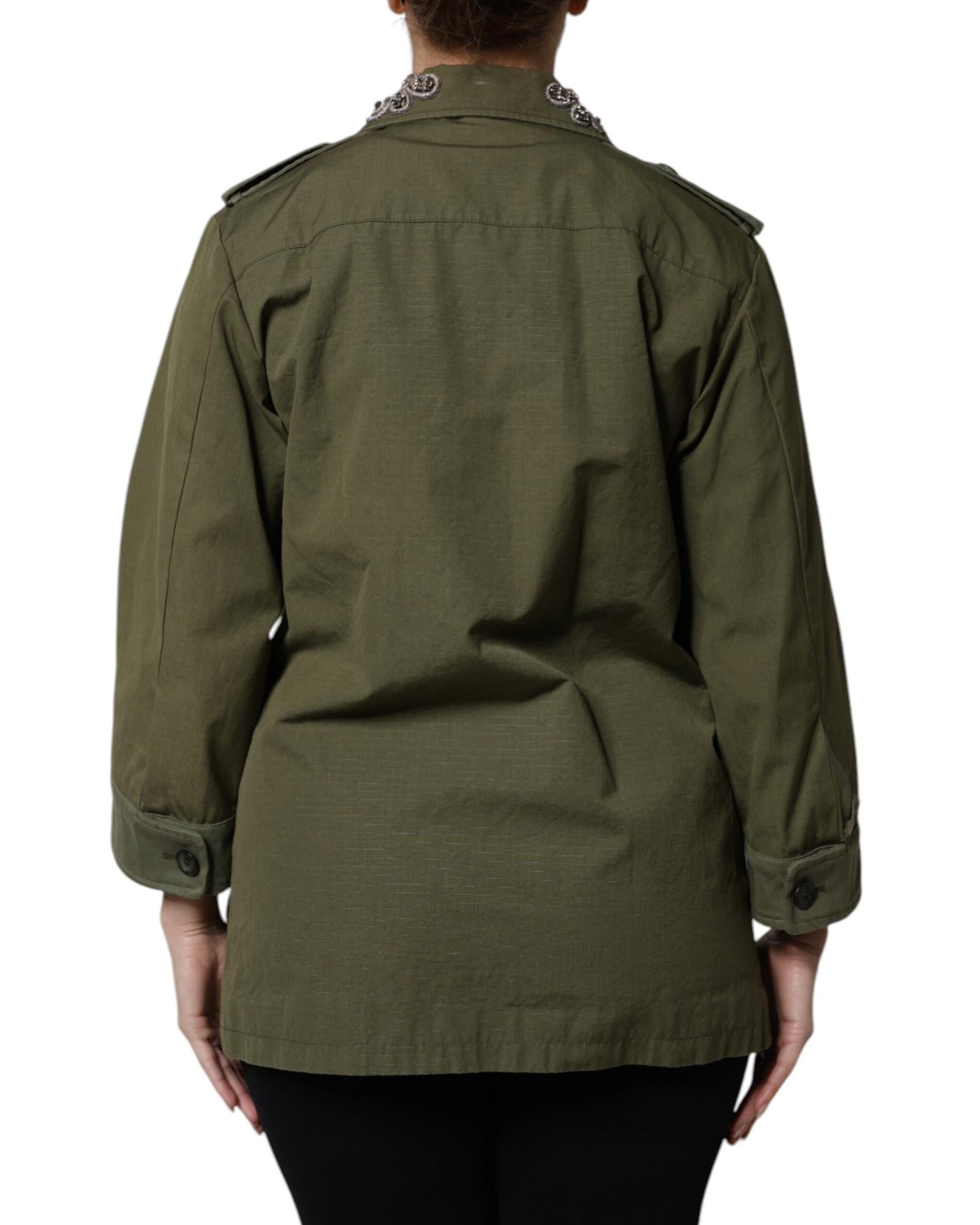 Dolce & Gabbana Embellished Military Jacket Women Green Coats