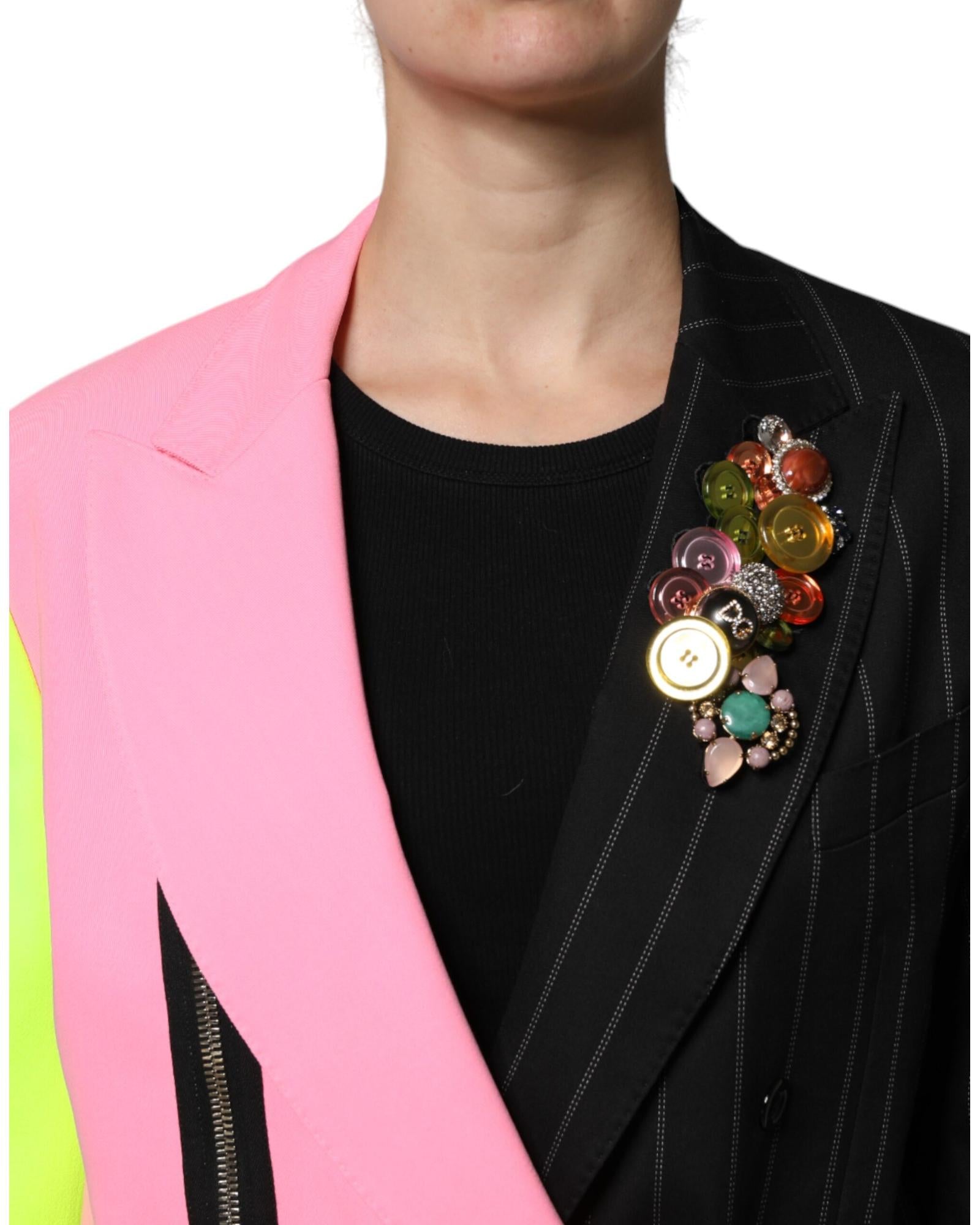 Dolce & Gabbana ColorBlock Blazer Jacket Women Multicolor Coats