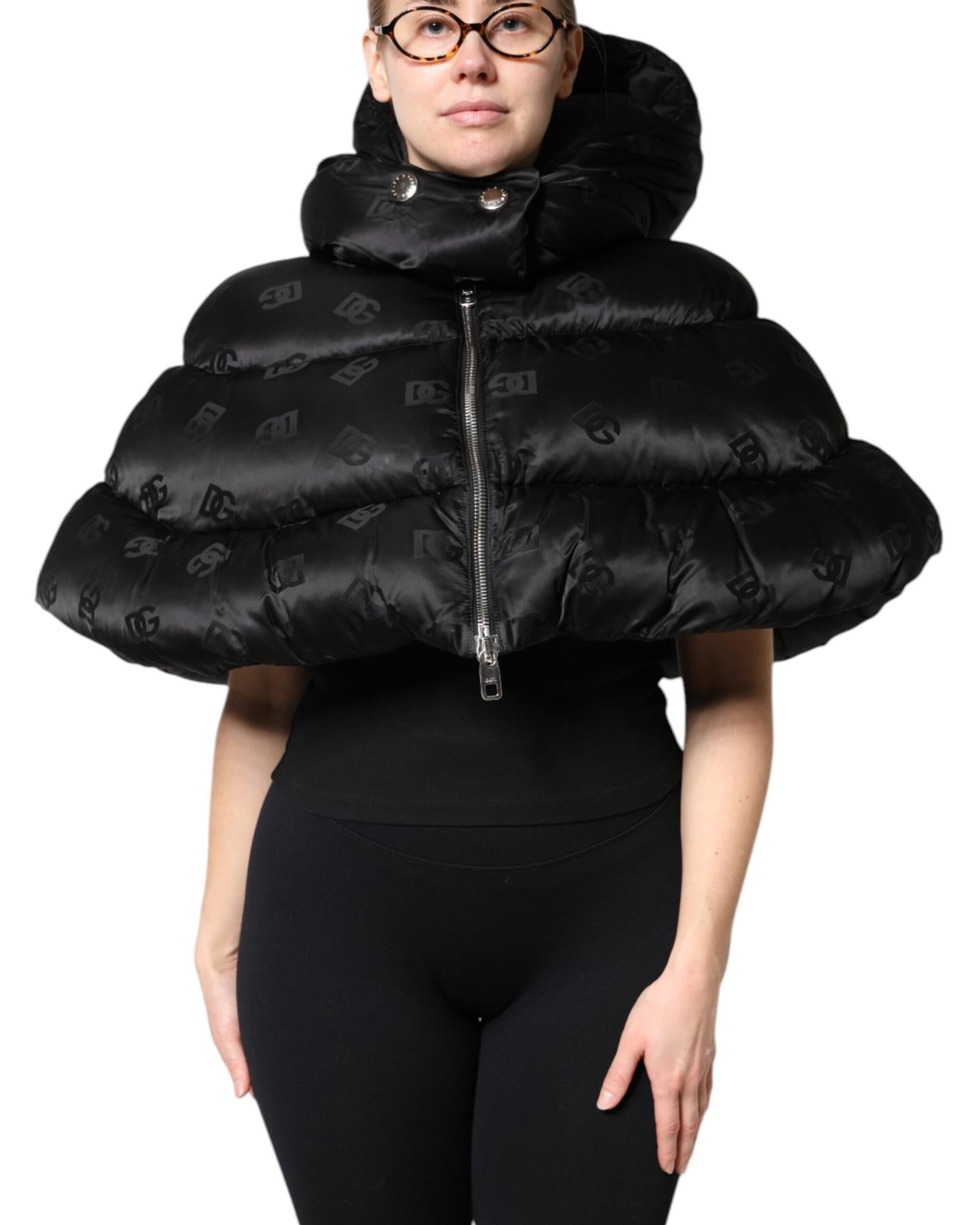 Dolce & Gabbana Hooded Puffer Jacket Women Black Coats 6 Black