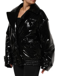 Dolce & Gabbana Puffer Jacket Button Closure Women Black Jackets & Coats