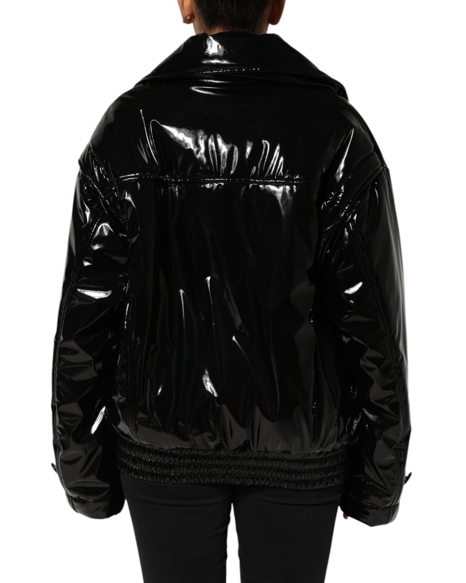 Dolce & Gabbana Puffer Jacket Button Closure Women Black Jackets & Coats