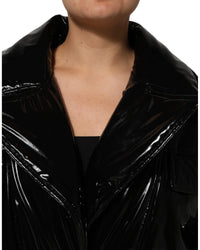 Dolce & Gabbana Puffer Jacket Button Closure Women Black Jackets & Coats