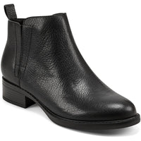 Larime Womens Zipper Ankle Booties Black Leather
