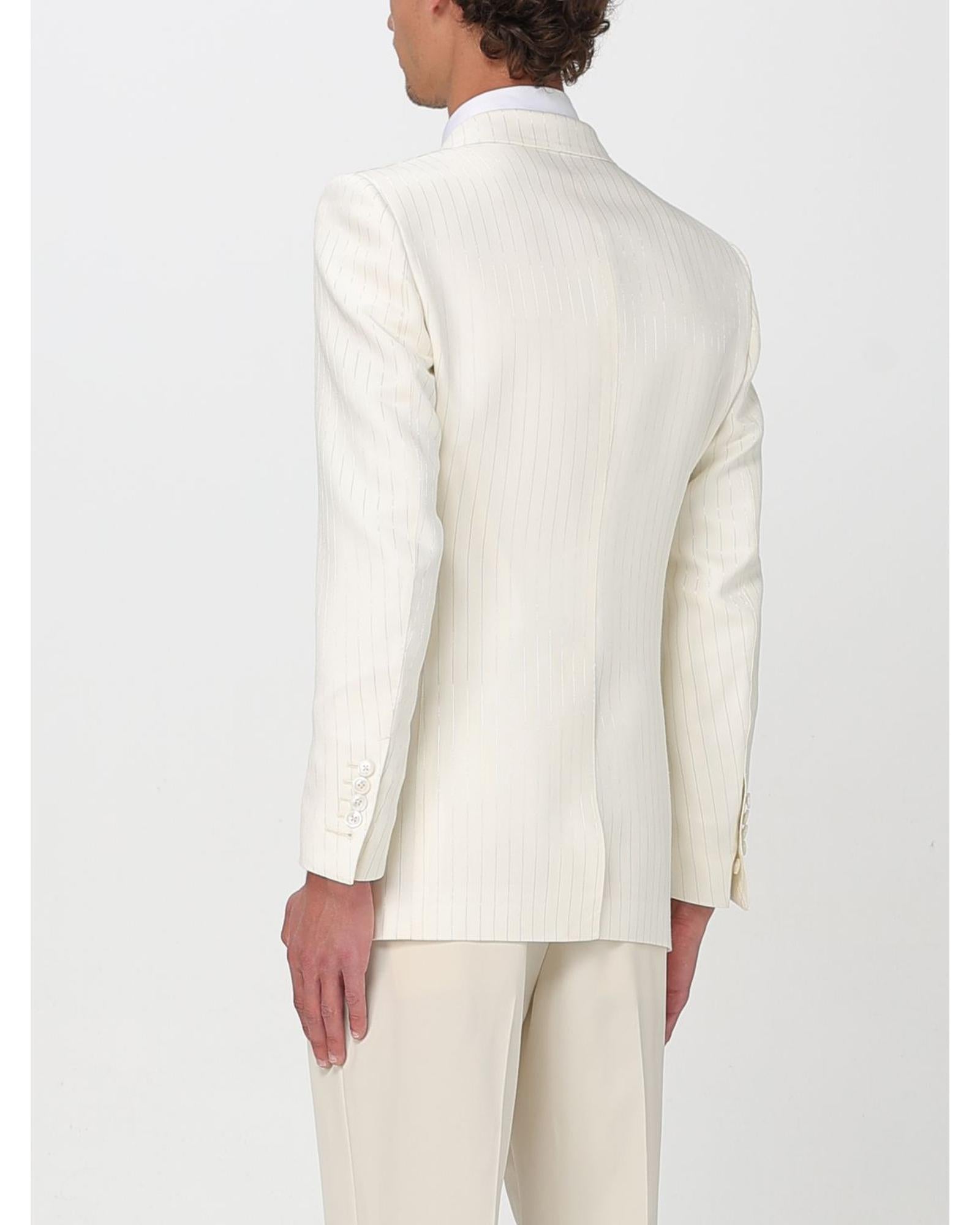 Tom Ford Double Breasted Pinstripe Suit Jacket Men White Blazers