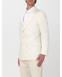 Tom Ford Double Breasted Pinstripe Suit Jacket Men White Blazers