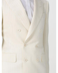 Tom Ford Double Breasted Pinstripe Suit Jacket Men White Blazers