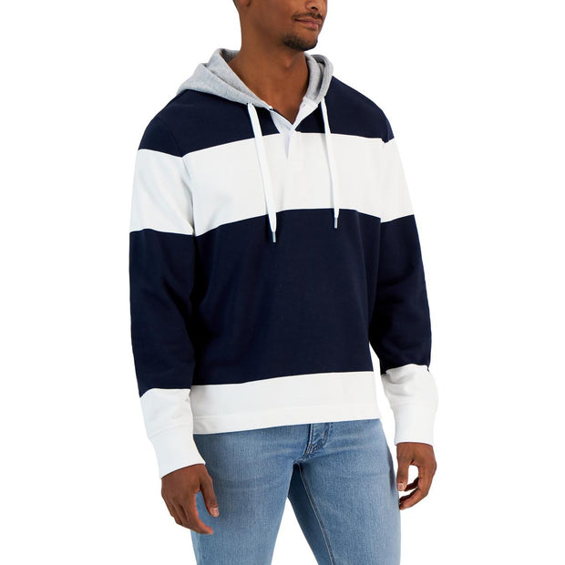 Mens Button Front Heathered Hoodie