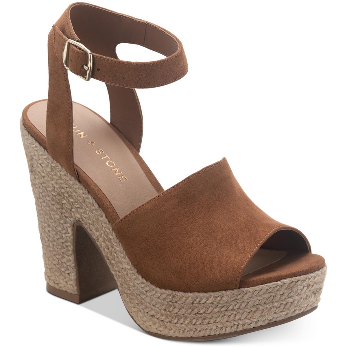 Fey Womens Buckle Block Heel Platform Sandals
