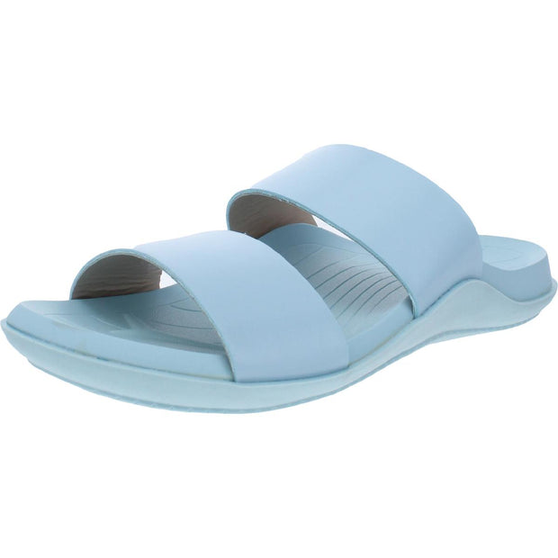 Libraa Womens Faux Leather Slip On Footbed Sandals