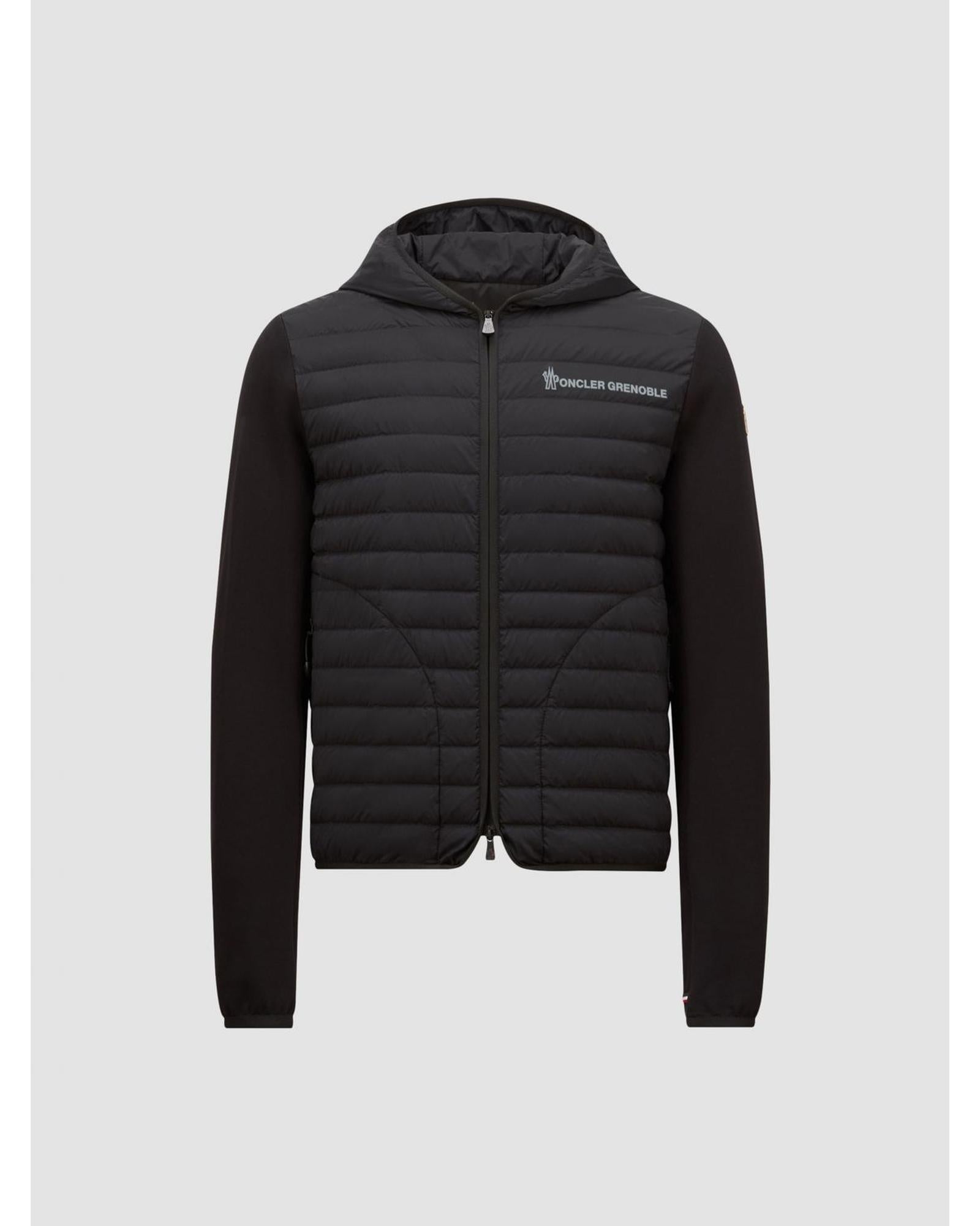 Moncler Hooded Padded Hybrid Jacket Men Black Sweaters & Sweatshirts