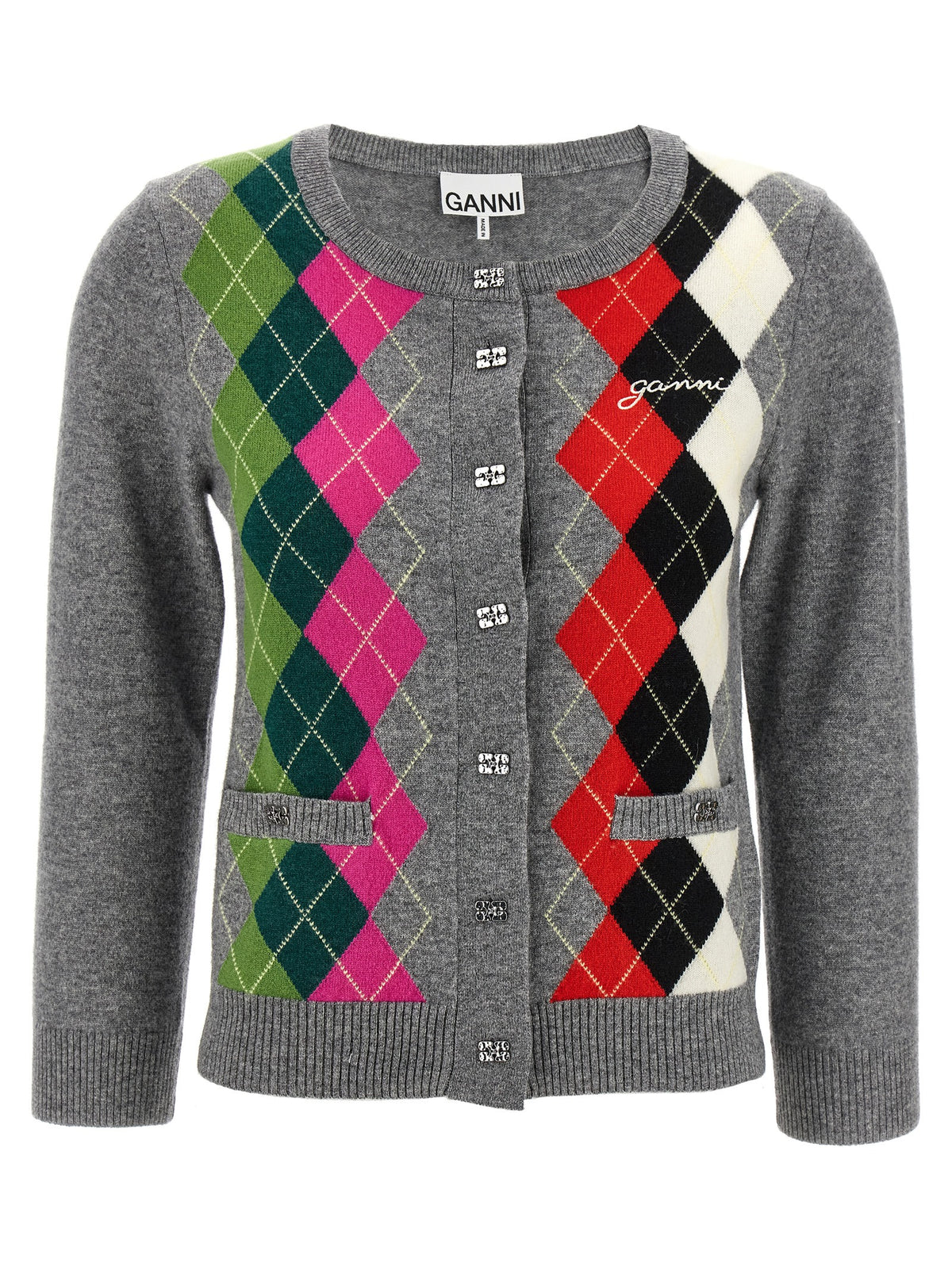 Ganni Women 'Grey Check' Cardigan