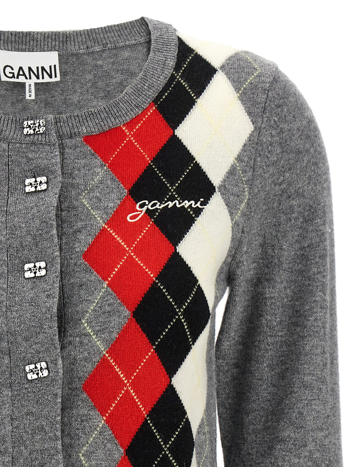 Ganni Women 'Grey Check' Cardigan