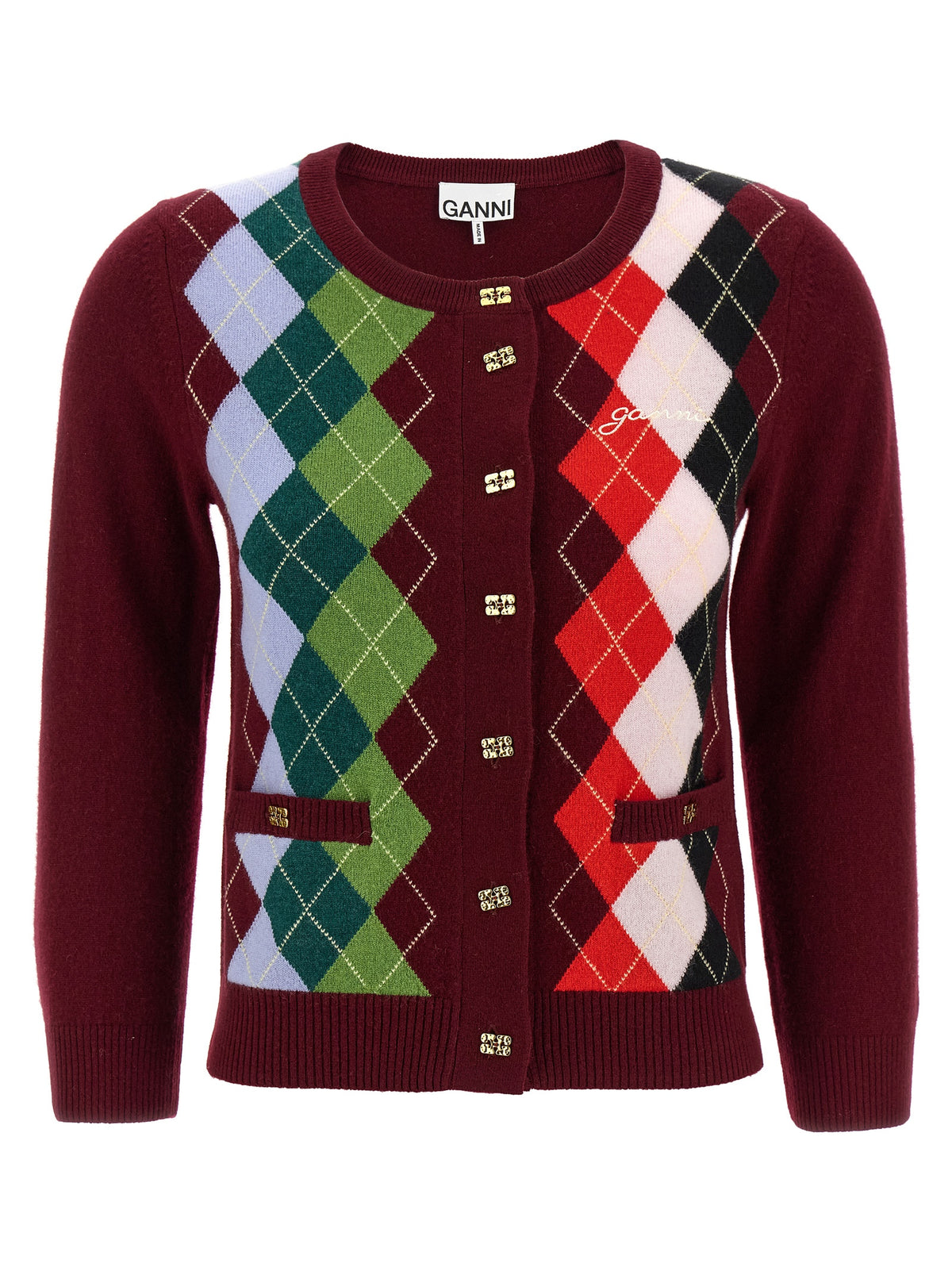 GANNI Ganni Women 'Burgundy Check' Cardigan