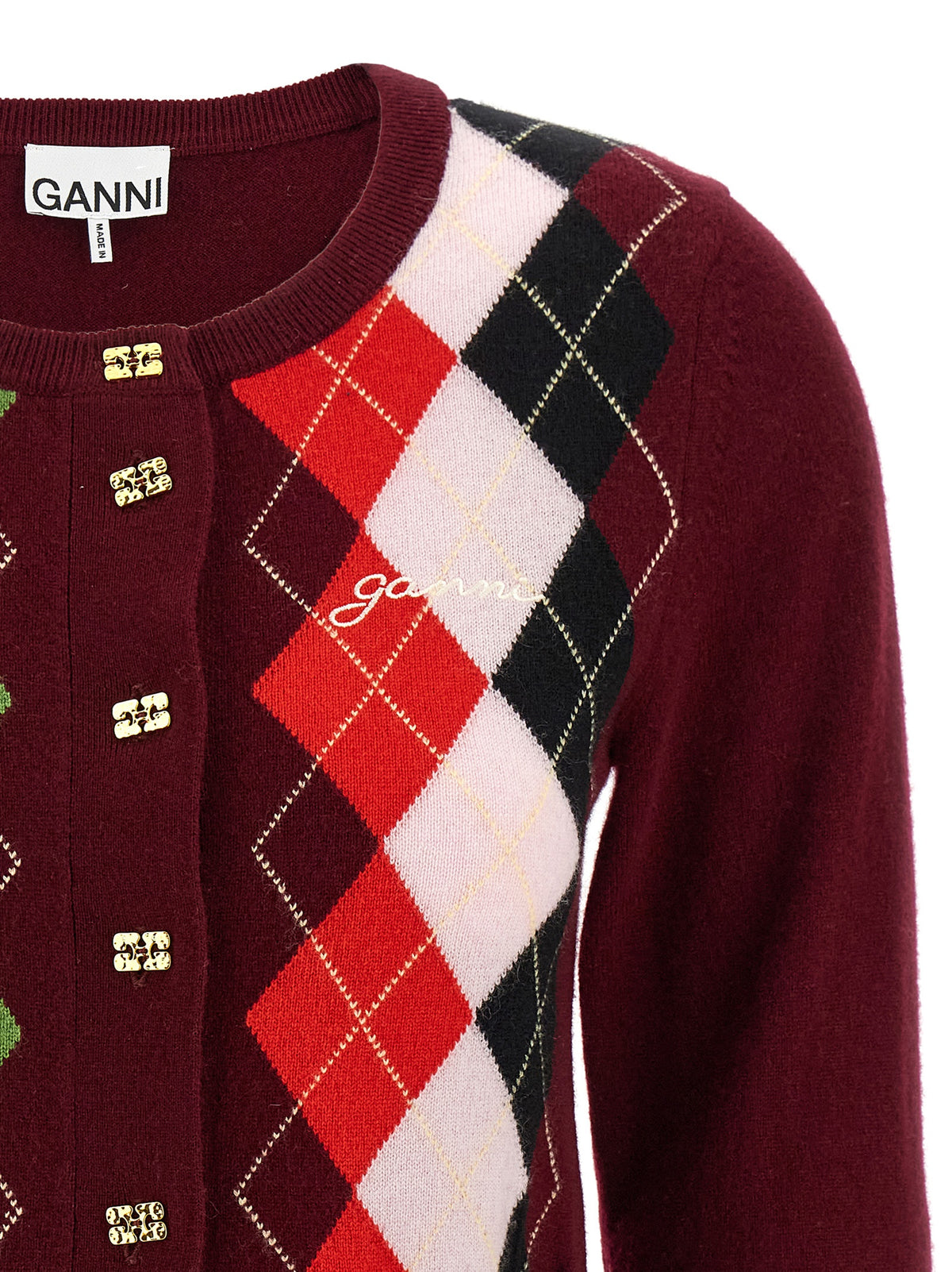 GANNI Ganni Women 'Burgundy Check' Cardigan