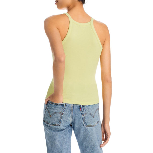 Womens Ribbed High Neck Tank Top