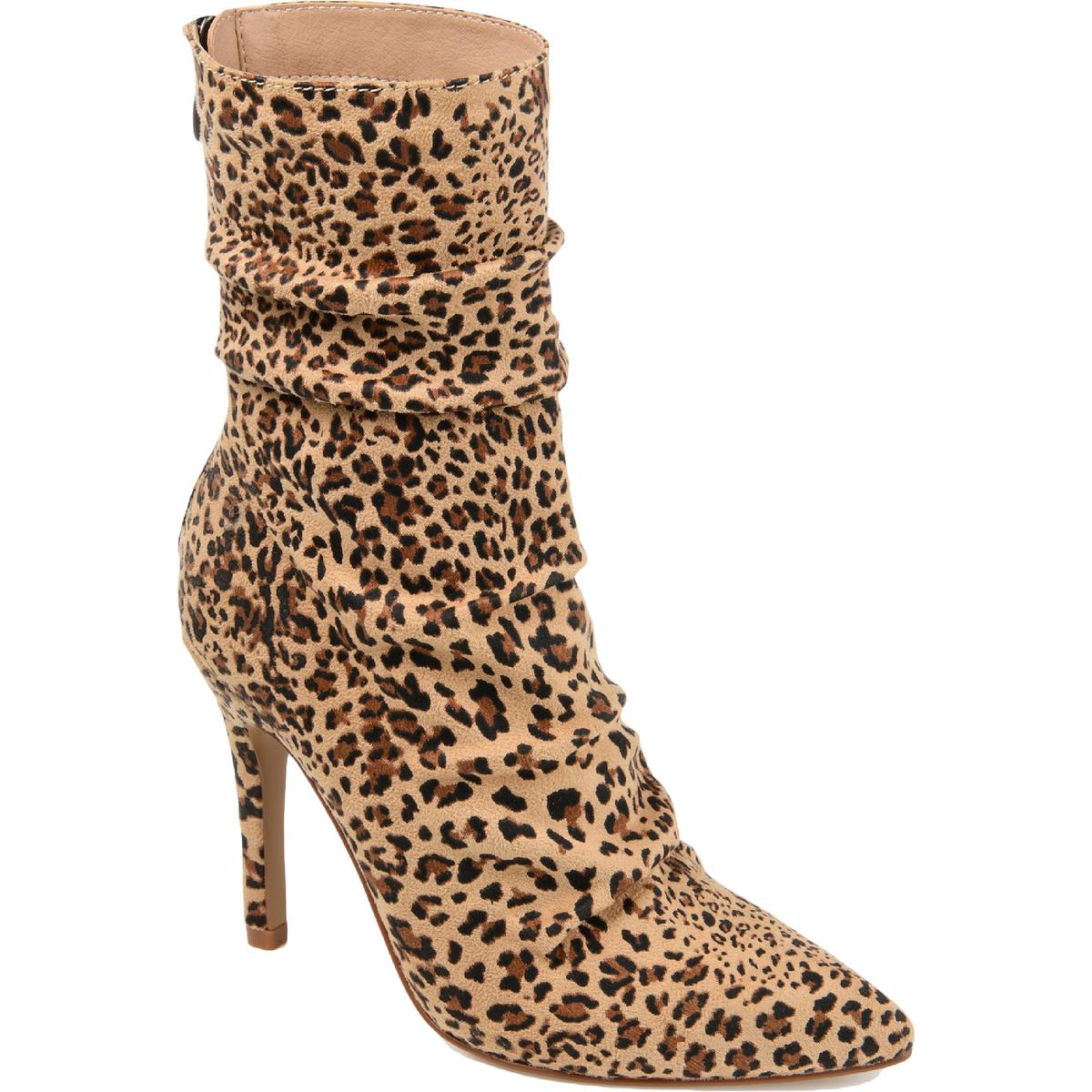 Markie Womens Dressy Stiletto Mid-Calf Boots Leopard