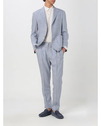 Eleventy Linen Suit TwoPiece Men Gnawed Blue