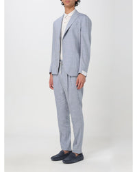 Eleventy Linen Suit TwoPiece Men Gnawed Blue