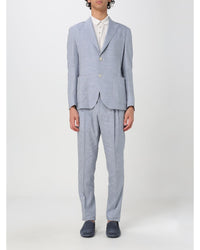 Eleventy Linen Suit TwoPiece Men Gnawed Blue