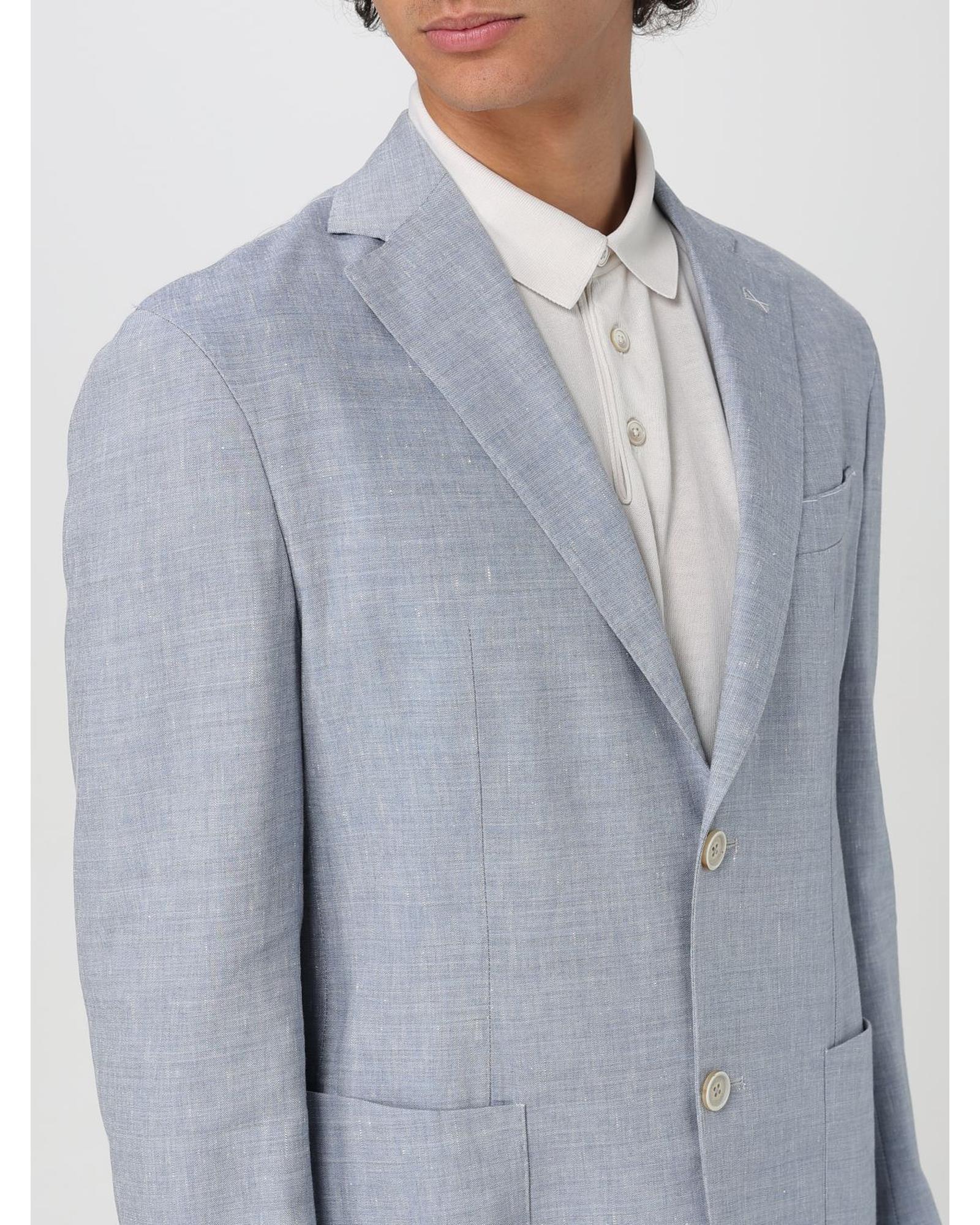 Eleventy Linen Suit TwoPiece Men Gnawed Blue